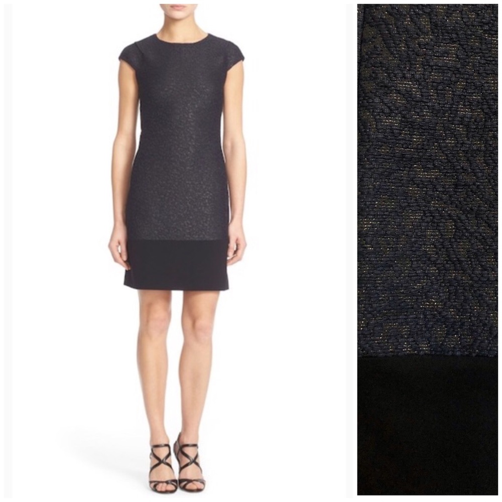 Ted Baker | Textured Navy & Black Jacquard Shift Mini Dress XXS